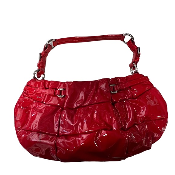 VTG PRADA Red Patent Leather Shoulder Quilted Puffer Bag Purse Wet Look be - Picture 8 of 11